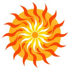 Naklejka premium Fiery Solar Mandala with Swirling Orange Warmth