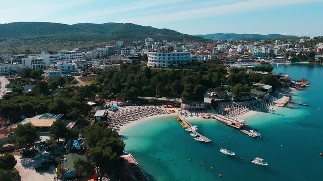 Aerial view of Ksamil Beach in Albania