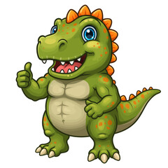 Friendly Dragon Like Dinosaur Cartoon Vector Illustration