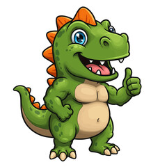 Vector Image of Cute Baby Dinosaur Giving a Thumbs Up