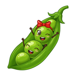 Joyful Green Peas Vector Art Illustration