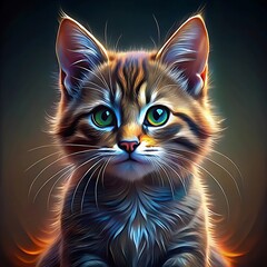Adorable baby cat in warm glowing background