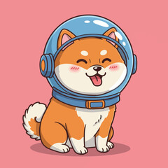 Cute Shiba Inu Astronaut Vector Illustration Space Dog

