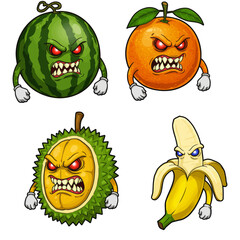 Furious Watermelon Orange Durian Banana Vector Art
