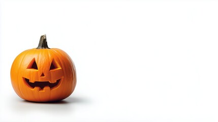 Pumpkin lantern with a carved smile, glowing in a cozy atmosphere, perfect for Halloween festivities and seasonal decoration ideas