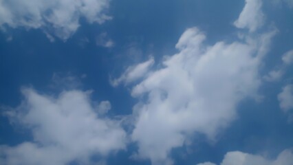 View of beautiful clouds moving large and small under the bright blue sky