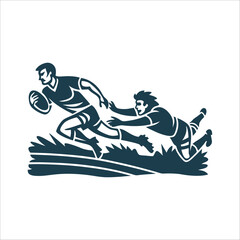 Rugby Player Evading Tackle Vector Illustration Side Step Motion Player evading a tackle