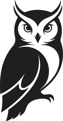 Owl Silhouette Logo Vector - Nocturnal Bird Icon Design