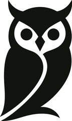 Owl Head Silhouette Logo - Sharp Eye Bird Icon Vector