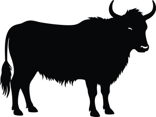 yak  black silhouette vector,yak icon styel