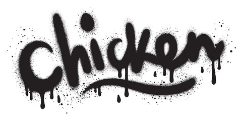 Chicken letter logo in urban graffiti style with black spray paint. Fried Chicken Logo. Suitable for restaurants, cafes, signs, labels, banners and backgrounds
