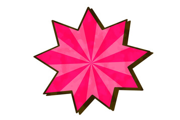 スターバースト風吹き出し　水彩風　赤　蛍光色　 ベクター　イラスト