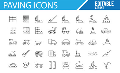 Set of Roadwork and Construction Worker Icons for Websites