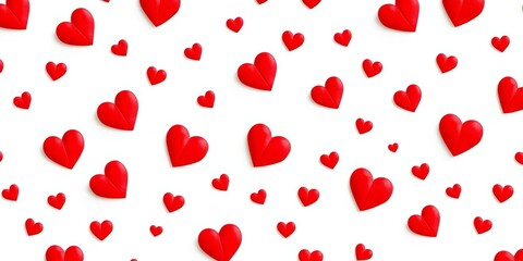 Lovely seamless pattern featuring tiny red hearts scattered on a clean white background, perfect for Valentine's Day ,  scrapbook,  small