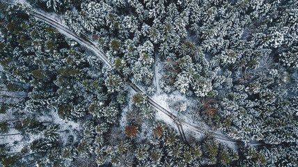 Aerial view over Black Forest on winter days, Germany