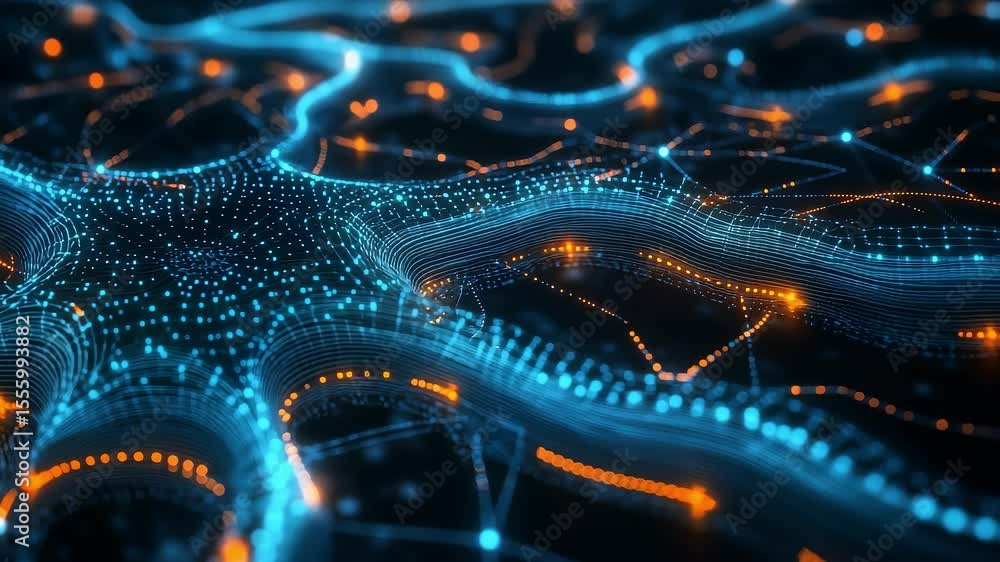 Poster futuristic data transfer ai network visual