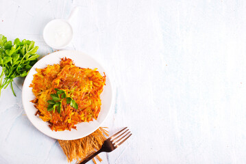 Potato Pancakes on white plate