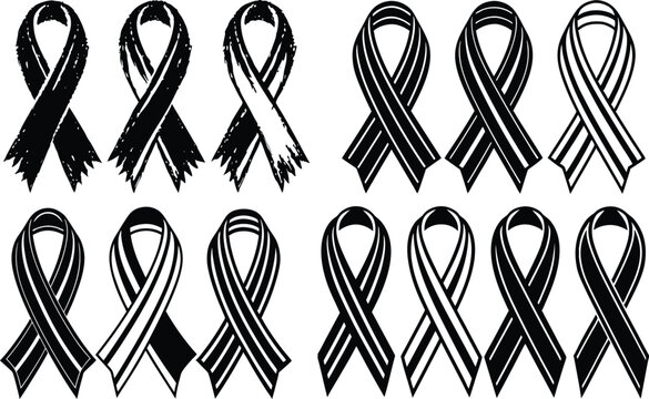 Adobe Illustrator Artwork Vector 3d Realistic Purple Ribbon Set. Pancreatic Cancer Awareness Symbol Closeup. Cancer Ribbon Template. World Pancreatic Cancer Day Concept
