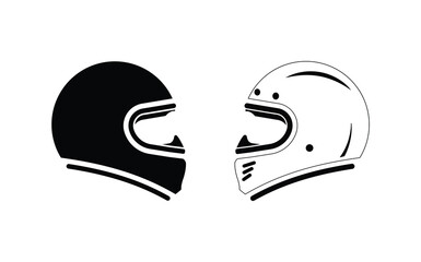 Construction safety helmet line style icon.Motorcycle helmet vector icon set. Racing team helmet vector illustration.Racing helmet. monochrome icon