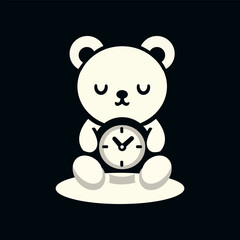 Naklejka premium a Bear background Smoll sleep watch simple black and white mascot simple design