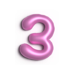 3D Glossy Purple Letter 3