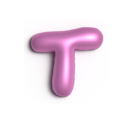 3D Glossy Purple Letter T