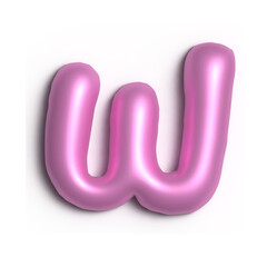 3D Glossy Purple Letter W