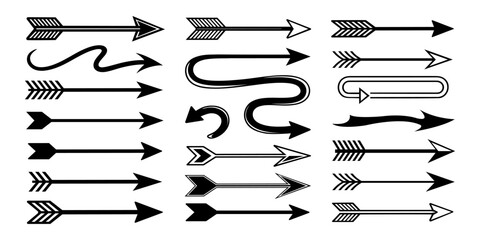 Arrow icons set, collection of different arrow signs, black arrow icons. vector illustration.