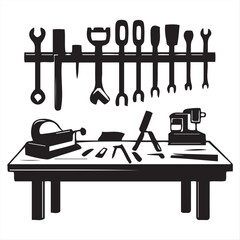 carpentry tools vector silhouettes design concept