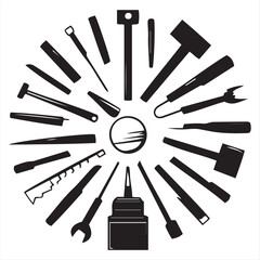 carpentry tools vector silhouettes design concept