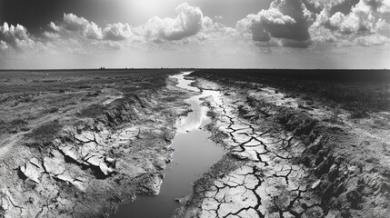 Dry cracked land landscape