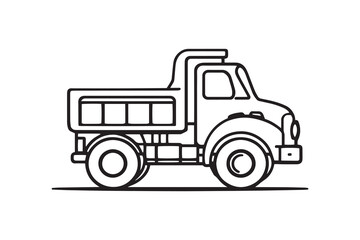 Toy truck line art and black color