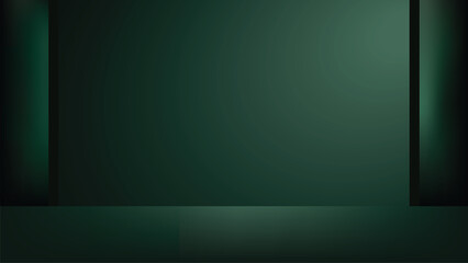Minimal dark green wall background with light glow for product display vector illustration