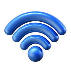 A 3d rendered blue wifi symbol isolated on transparent background