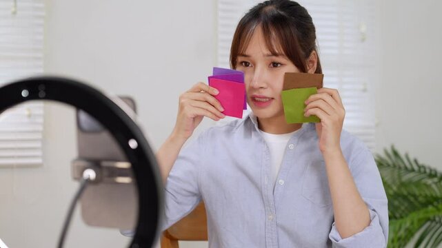 Live Stream Personal Color Analysis Online Training Session for Beauty and Style with Asian Adult Woman Expert
