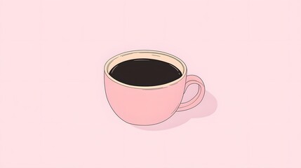 Pink Coffee Cup Illustration Minimalist Design