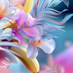Fototapeta premium Vibrant floral design abstract art digital artwork colorful composition close-up nature inspired