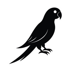 Fototapeta premium Simple Black Silhouette of a Parrot Perched on a White Background