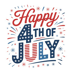 Festive Fourth of July Celebration Patriotic Typography and Starry Elements on Black Backdrop