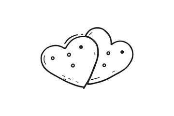 Two heart shaped Christmas gingerbreads line art and black color
