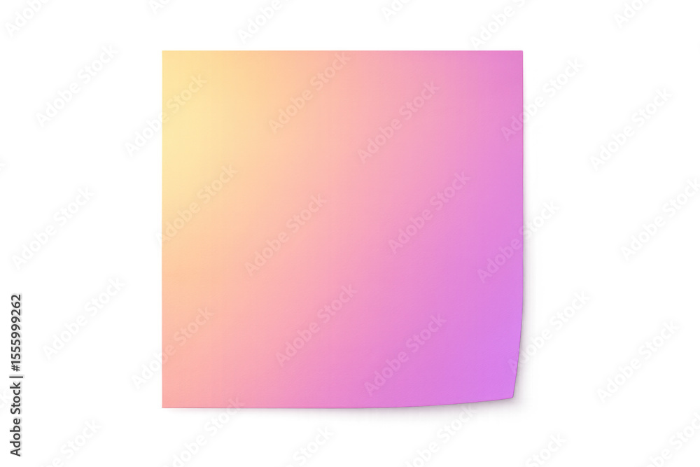 Poster blank sticky note with a soft gradient from yellow to pink, isolated on a transparent background, pe