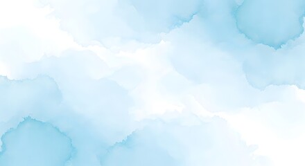 Fototapeta premium A pale blue watercolor wash with soft diffused edges and white negative space