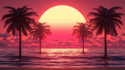 Vibrant sunset over a tropical beach