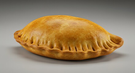 Freshly Baked Empanada on Gray Background