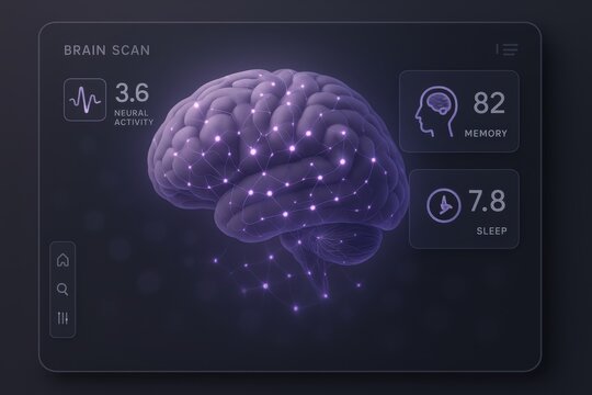 Brain scan interface showing neural activity memory and sleep information