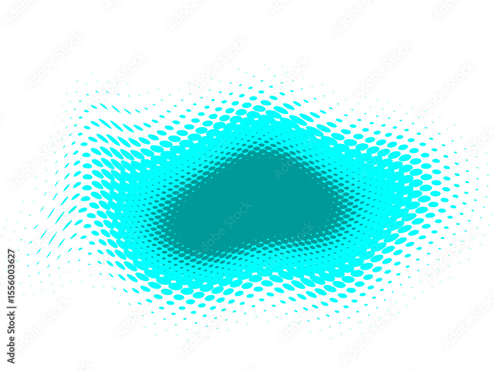 Poster abstract halftone design with cyan color gradient on a black background graphic element