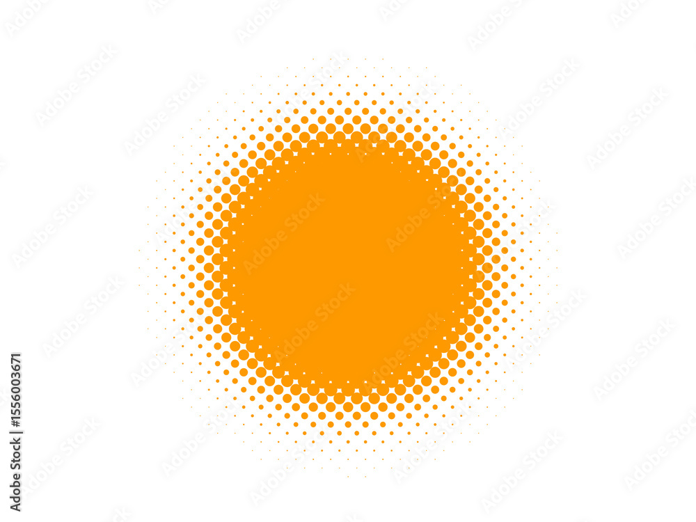 Poster abstract orange halftone circle design on a black background with artistic gradient
