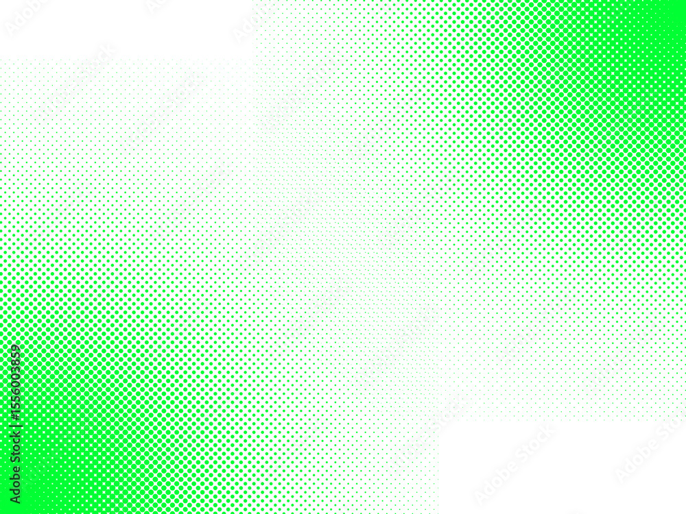 Poster abstract geometric design with green and black halftone patterns and vibrant color contrast.