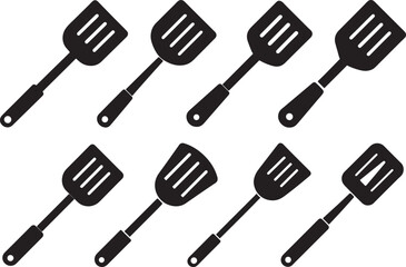 set of spatula silhouette, black and white silhouette, vector and illustration