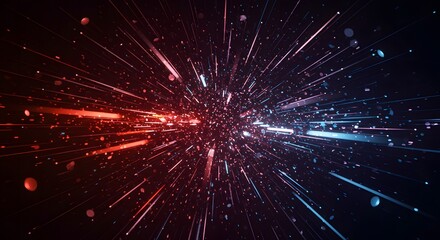 Fototapeta premium Red and blue light burst for celebration background